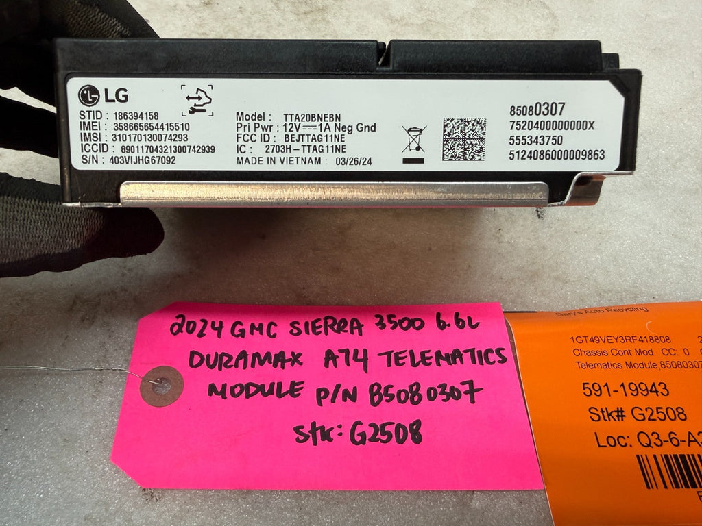 24 25 Chevrolet GMC SIERRA TELEMATICS COMMUNICATION CONTROL MODULE 85080307