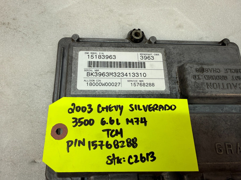 03 Chevrolet GMC SILVERADO 6.6 TCM TCU TRANSMISSION COMPUTER ALLISON 15768288
