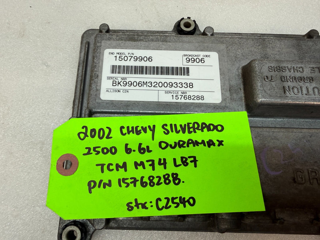 02 Chevrolet GMC SILVERADO 6.6 TCM TCU TRANSMISSION COMPUTER ALLISON 15768288