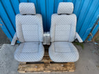 93 VW EUROVAN T4 OEM GREY CLOTH FRONT SEATS ON SWIVEL BASES SWIVEL SEAT