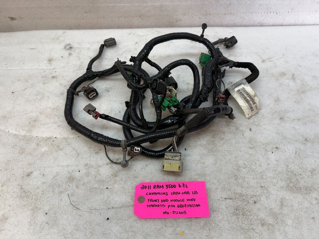 11 DODGE RAM 2500 3500 6.7 FRONT END MODULE WIRING HARNESS 4x4 AUTO 68071922AA