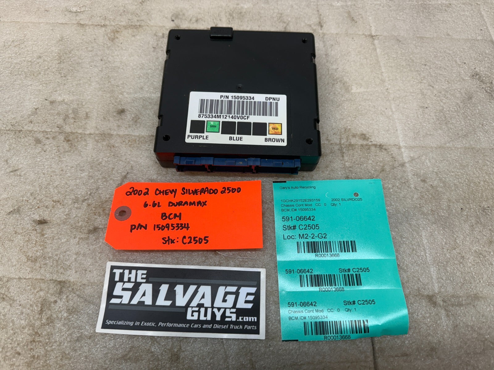 01 02 Chevrolet GMC DURAMAX LB7 6.6 BODY CONTROL MODULE BCM 15095334