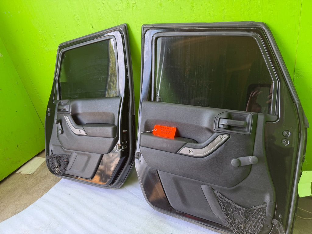 07-18 JEEP WRANGLER JK OEM FULL HARD DOORS BLACK WITH DOOR PANELS MIRROR KEY