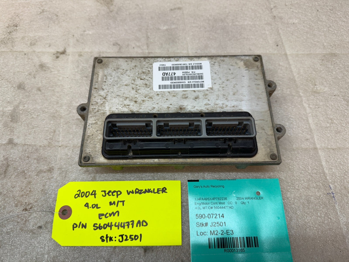 04 JEEP WRANGLER TJ 4.0 MANUAL TRANS ENGINE COMPUTER ECM ECU P56044477AD
