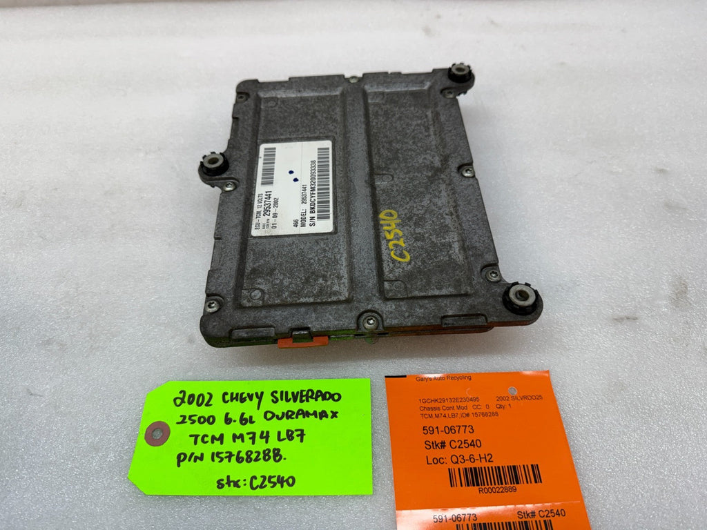 02 Chevrolet GMC SILVERADO 6.6 TCM TCU TRANSMISSION COMPUTER ALLISON 15768288
