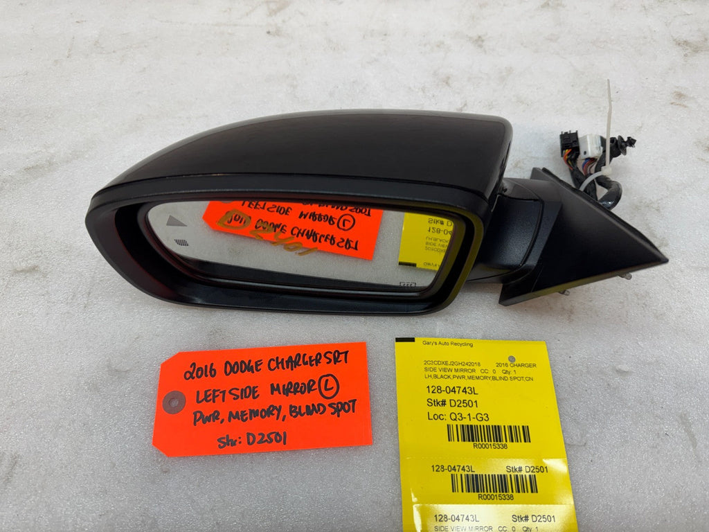 16 DODGE CHALLENGER HELLCAT SRT OEM BLACK LEFT MIRROR W/ BS MEMORY ETC 12-24