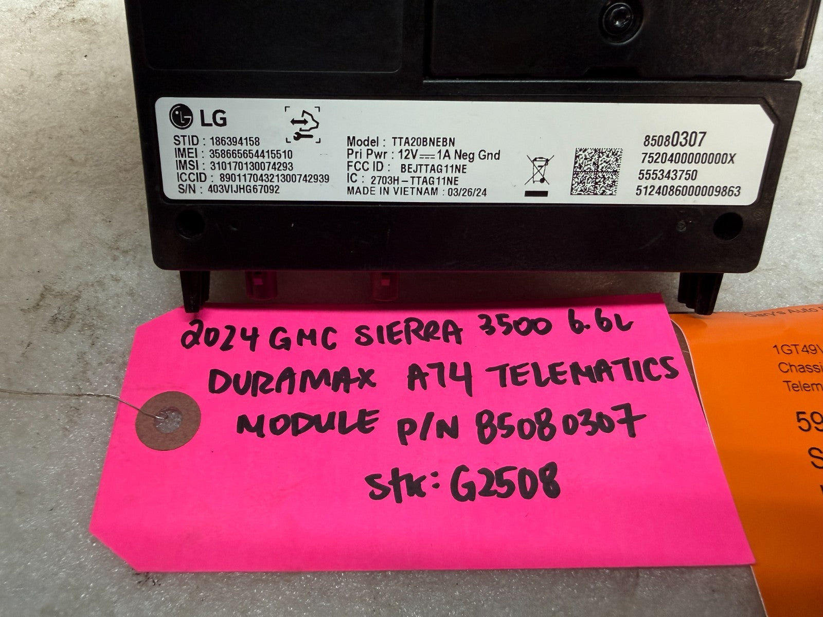 24 25 Chevrolet GMC SIERRA TELEMATICS COMMUNICATION CONTROL MODULE 85080307