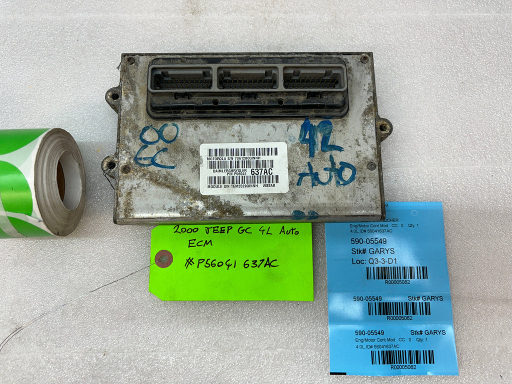 00 JEEP GRAND CHEROKEE 4.0 AUTOMATIC ENGINE COMPUTER ECM ECU P56041637AC