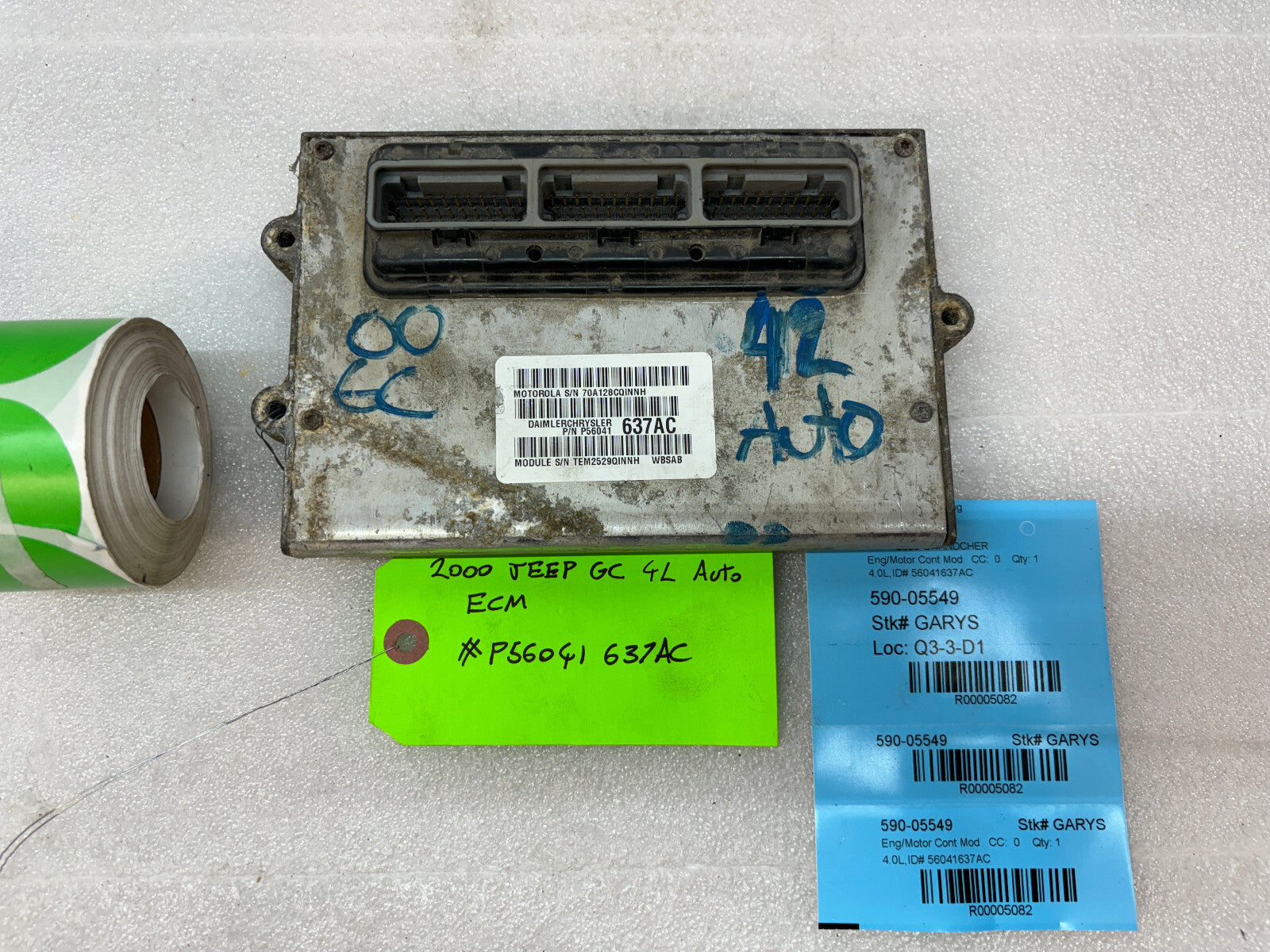 00 JEEP GRAND CHEROKEE 4.0 AUTOMATIC ENGINE COMPUTER ECM ECU P56041637AC