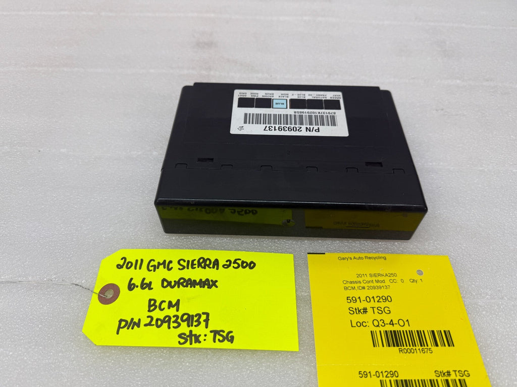 11-14 Chevrolet GMC 2500HD DURAMAX 6.6 LML BCM BODY CONTROL MODULE 20939137