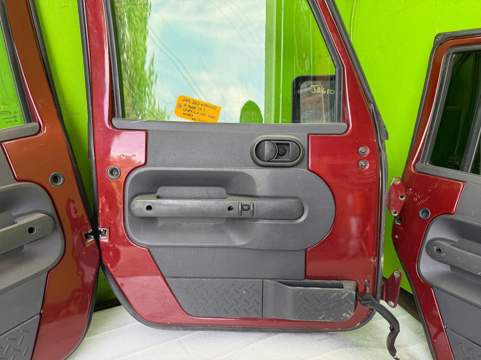 07-18 JEEP WRANGLER JK OEM FULL HARD DOORS RED WITH DOOR PANELS MIRROR KEY PEM