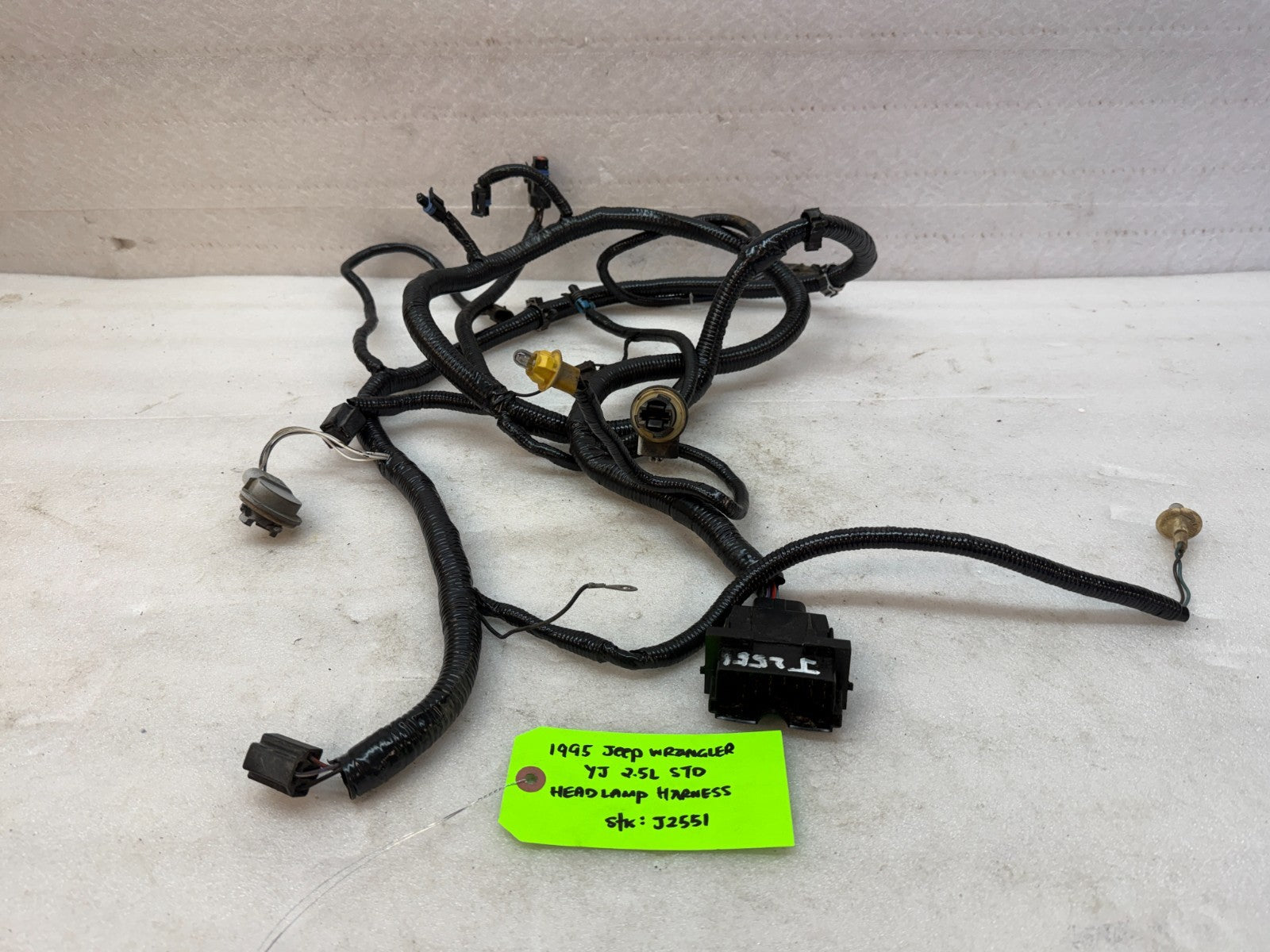 95 JEEP WRANGLER YJ HEADLIGHT HEAD LAMP WIRING HARNESS LOOM