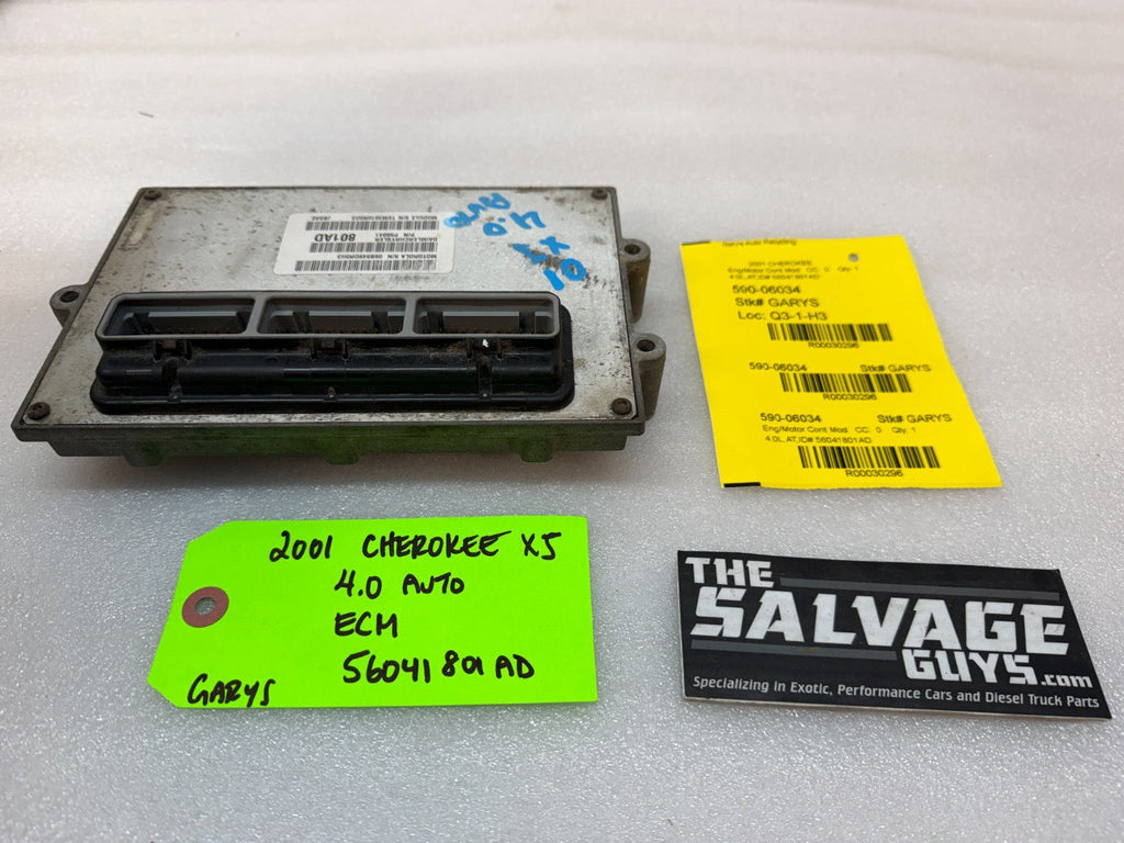01 JEEP CHEROKEE XJ 4.0 AUTOMATIC ENGINE COMPUTER ECM ECU P56041801AD