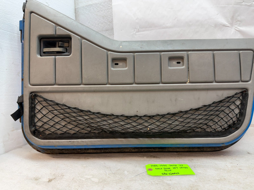 87-95 JEEP WRANGLER YJ OEM BLUE LEFT RIGHT HALF DOORS W DOOR PANELS