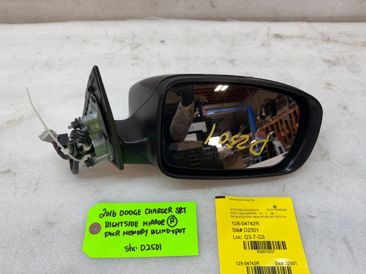 16 DODGE CHALLENGER HELLCAT SRT OEM BLACK RIGHT MIRROR W/ BS MEMORY ETC 12-24