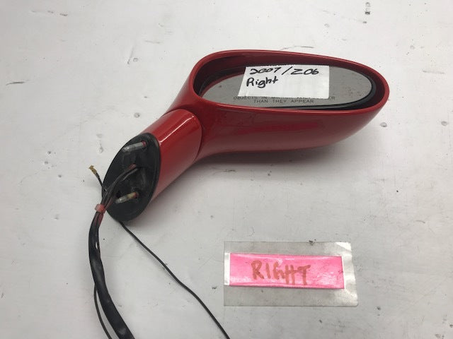 07 CHEVROLET CORVETTE Z06 C6 RIGHT PASSENGER POWER MIRROR W/ U2K DD0 RED