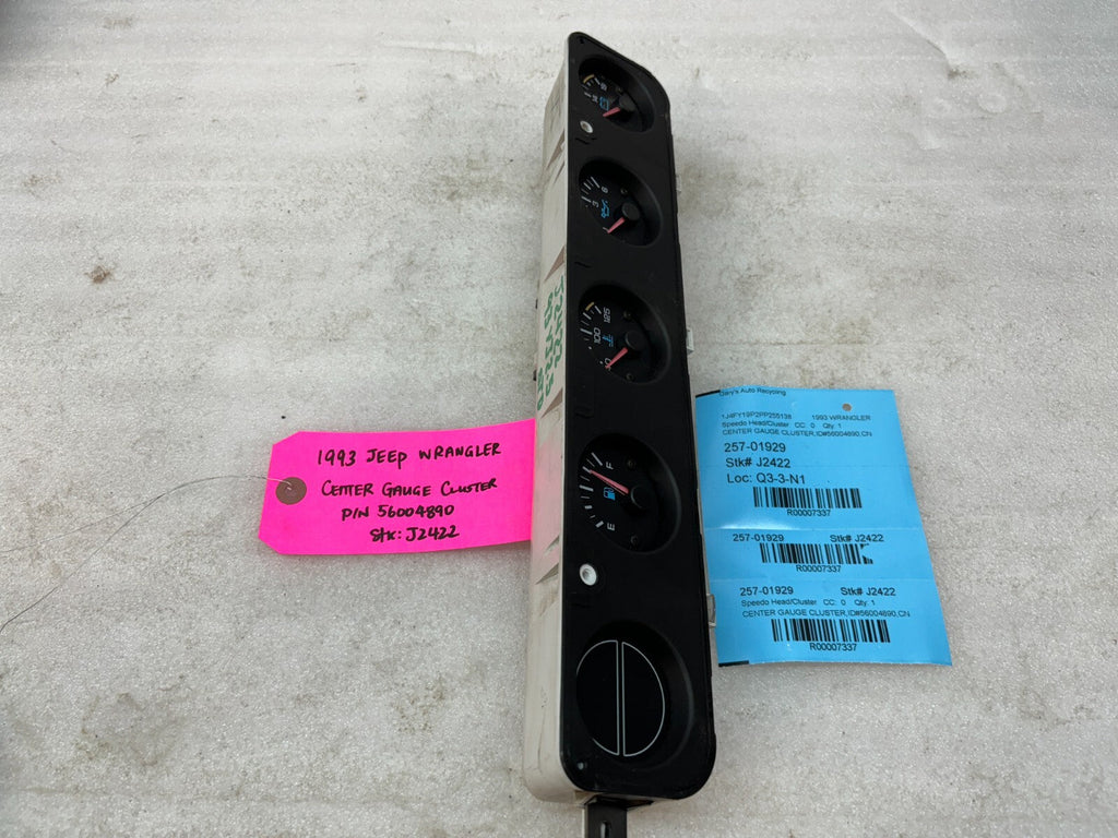 92-95 JEEP WRANGLER YJ OEM METRIC CENTER GAUGE CLUSTER P56004890