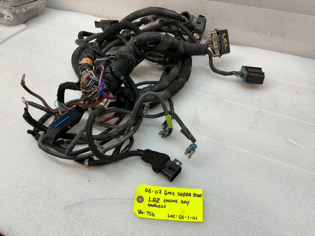 06 07 GMC CHEVROLET 2500HD DURAMAX 6.6 LBZ ENGINE BAY MOTOR PCM WIRING HARNESS