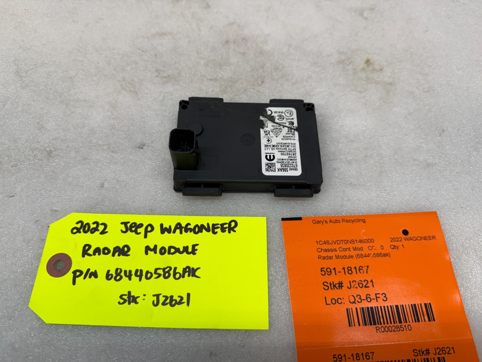 21-25 Jeep Wagoneer Grand Cherokee Front Radar Sensor Module 68440586AK 24K