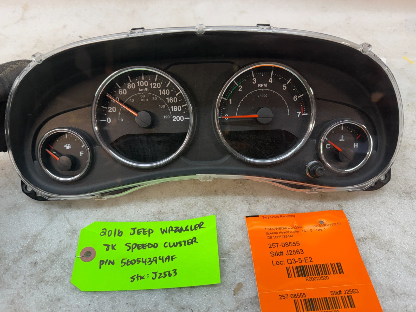 15 JEEP WRANGLER JK 3.6 METRIC SPEEDOMETER GAUGE CLUSTER 56054394AE 12-18