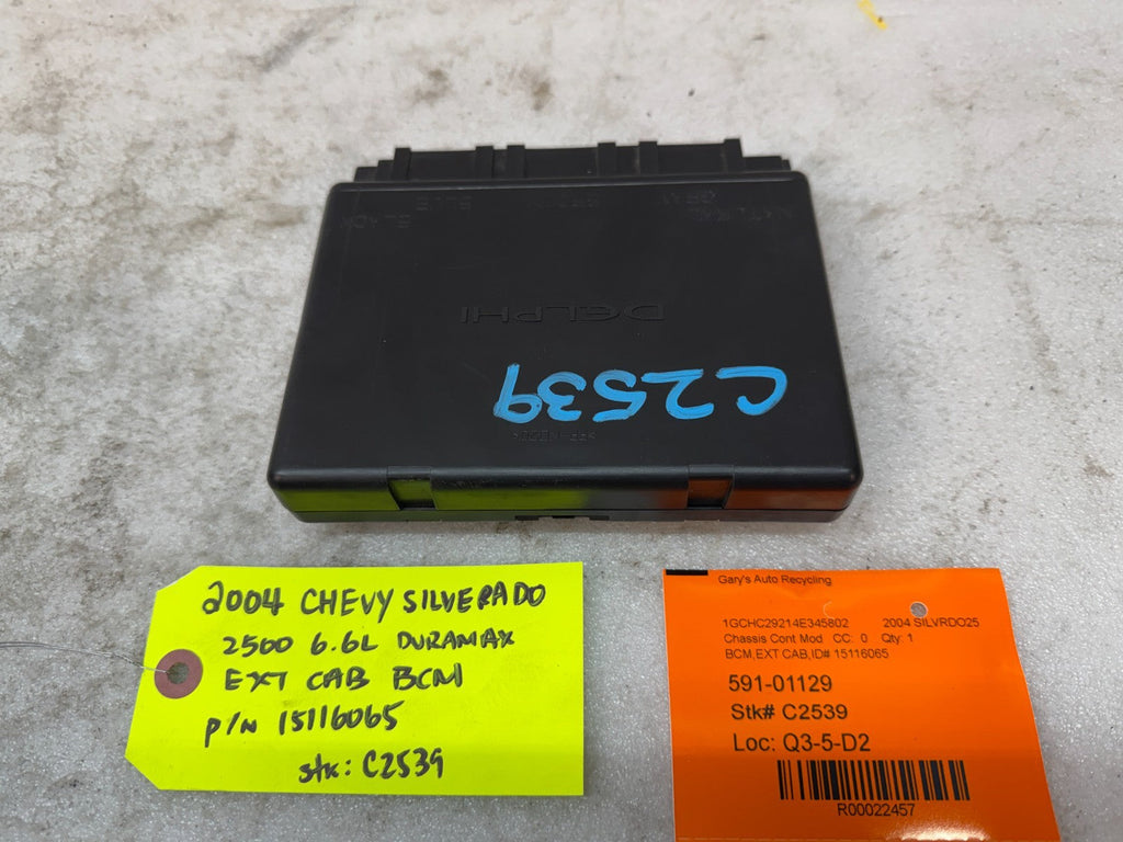 01-05 Chevrolet GMC 2500HD 3500HD 6.6 DURAMAX BODY CONTROL MODULE BCM 15116065