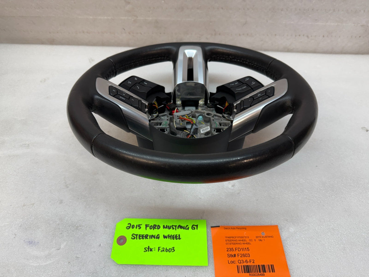 2015 FORD MUSTANG GT BLACK LEATHER STEERING WHEEL W CONTROLS 6sp MANUAL 15 16 17