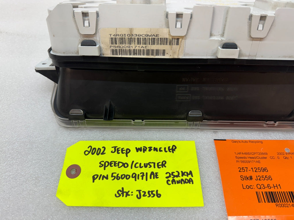 02 JEEP WRANGLER TJ OEM METRIC SPEEDOMETER GAUGE CLUSTER 56009171AE 97-00