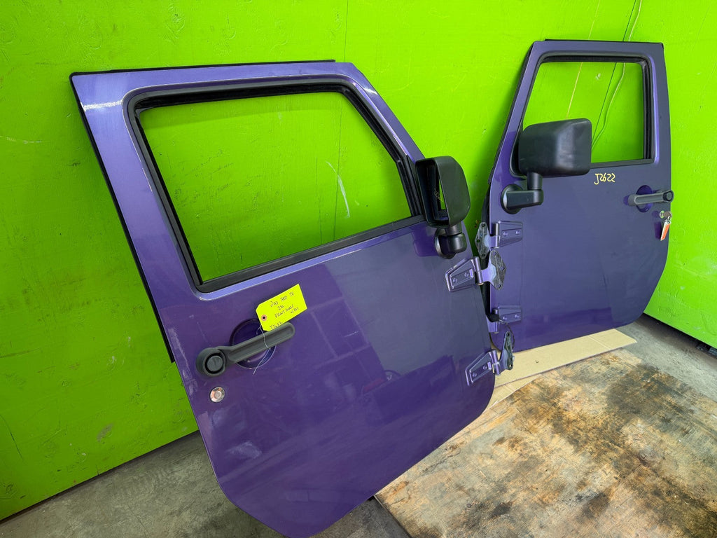 07-18 JEEP WRANGLER JK OEM FULL HARD DOORS PURPLE PHG W/ DOOR PANELS MIRROR KEY