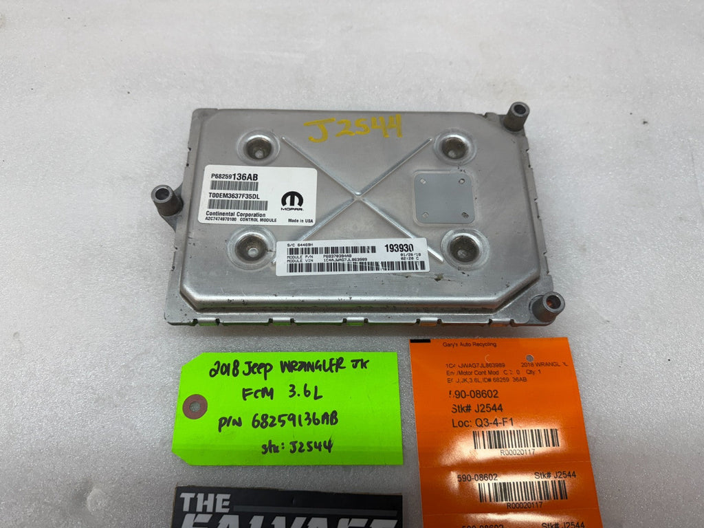 16 17 18 JEEP WRANGLER JK 3.6 AUTO TRANS ENGINE COMPUTER ECM ECU P68259136AB
