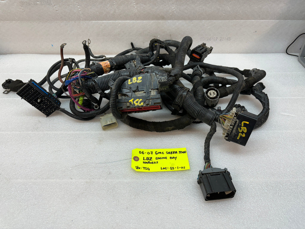 06 07 GMC CHEVROLET 2500HD DURAMAX 6.6 LBZ ENGINE BAY MOTOR PCM WIRING HARNESS