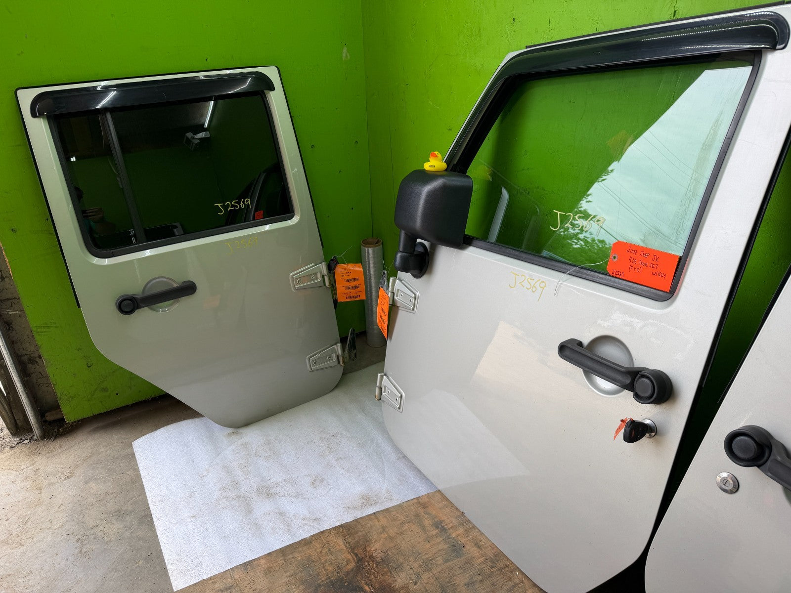 07-18 JEEP WRANGLER JK OEM FULL HARD DOORS SILVER WITH DOOR PANELS MIRRORS KEY