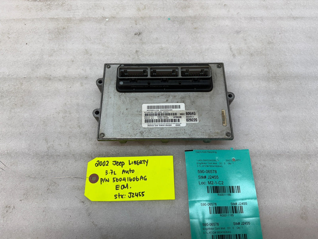 02 JEEP LIBERTY 3.7 AUTOMATIC ENGINE COMPUTER ECM ECU 56041606AG