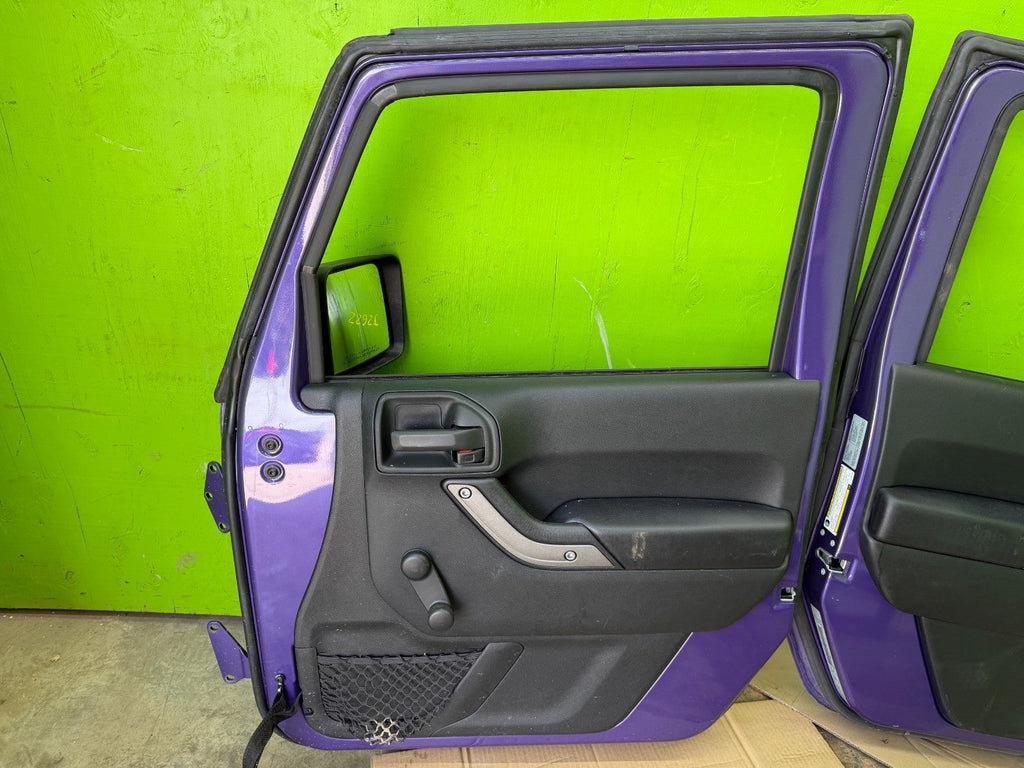 07-18 JEEP WRANGLER JK OEM FULL HARD DOORS PURPLE PHG W/ DOOR PANELS MIRROR KEY