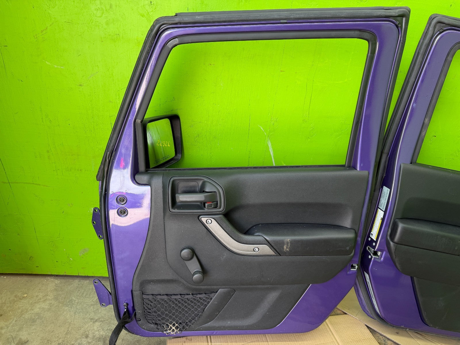 07-18 JEEP WRANGLER JK OEM FULL HARD DOORS PURPLE PHG W/ DOOR PANELS MIRROR KEY