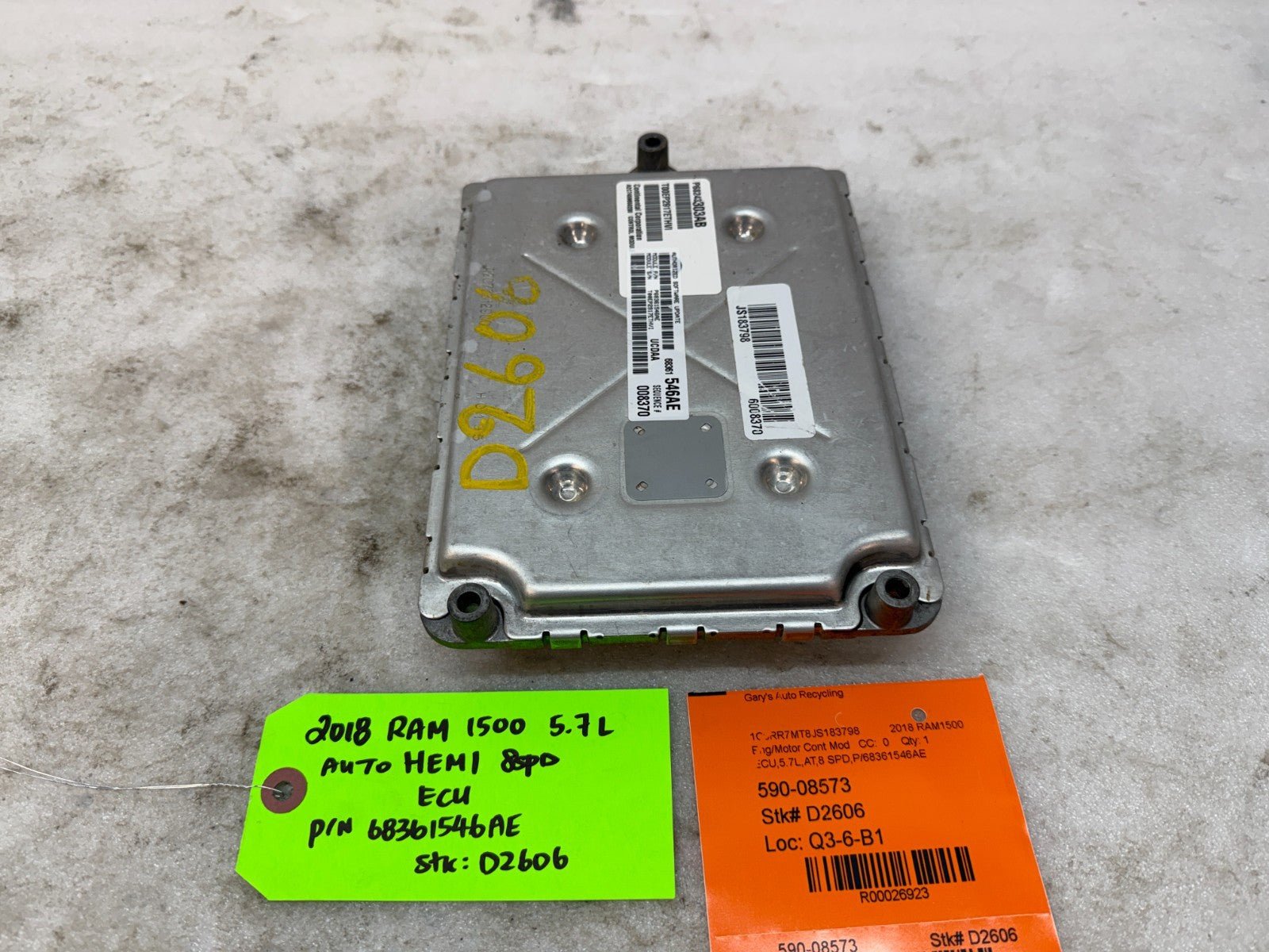 18 DODGE RAM SPORT 1500 5.7 HEMI ENGINE COMPUTER ECM ECU 68361546AE 15-21 63k