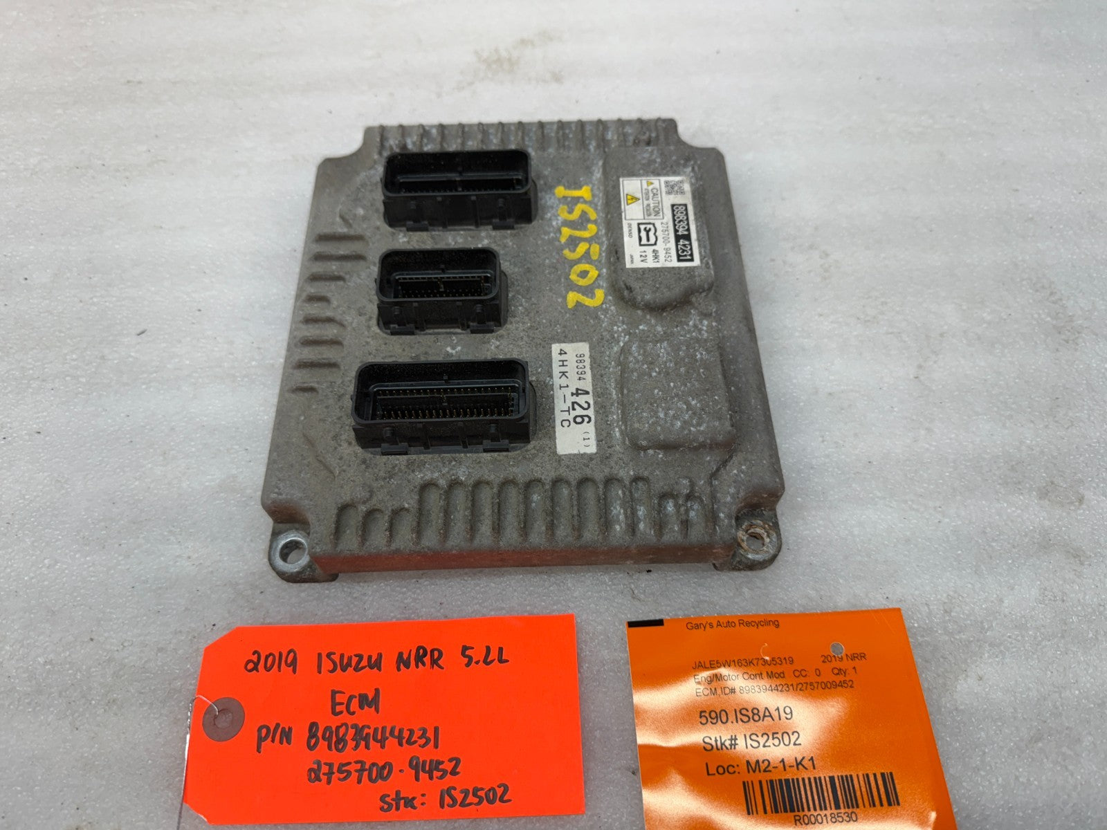 19 ISUZU NRR NPR NQR 5.2 ENGINE COMPUTER CONTROL MODULE ECM ECU 8983944231