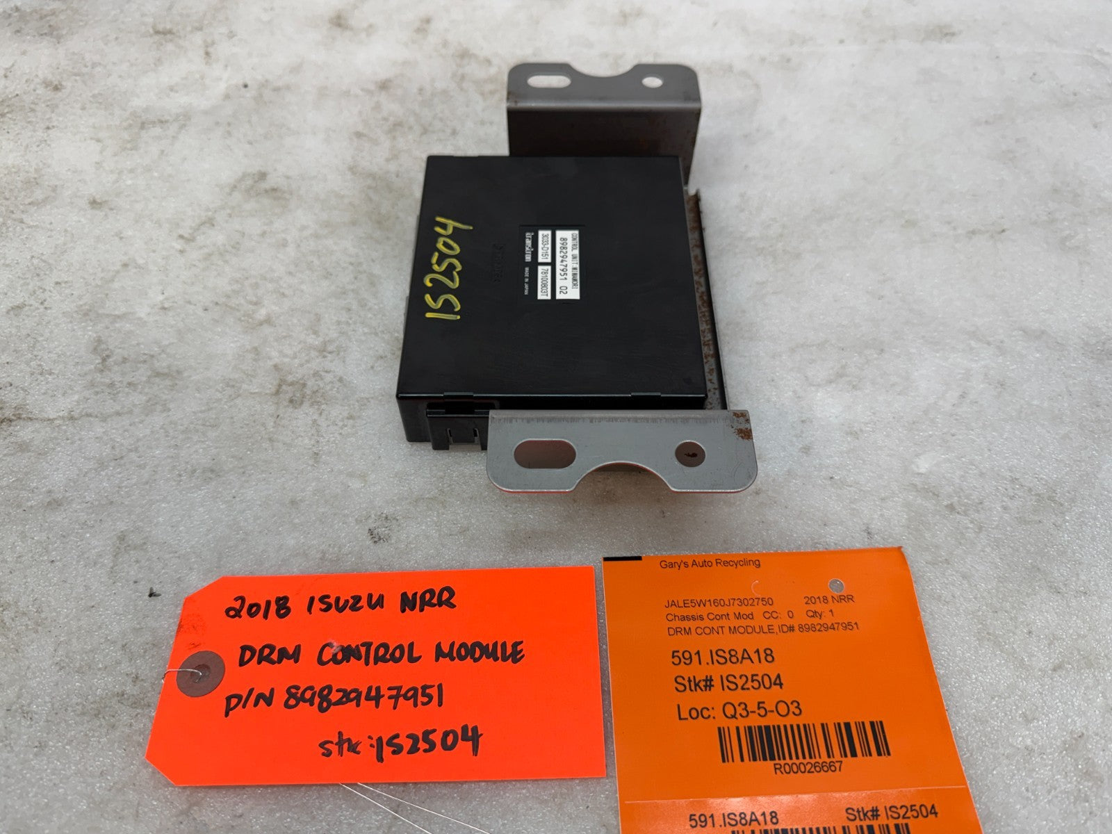 18 ISUZU NRR NPR NQR 5.2 DRM DATA RECORDING CONTROL MODULE 8982947951