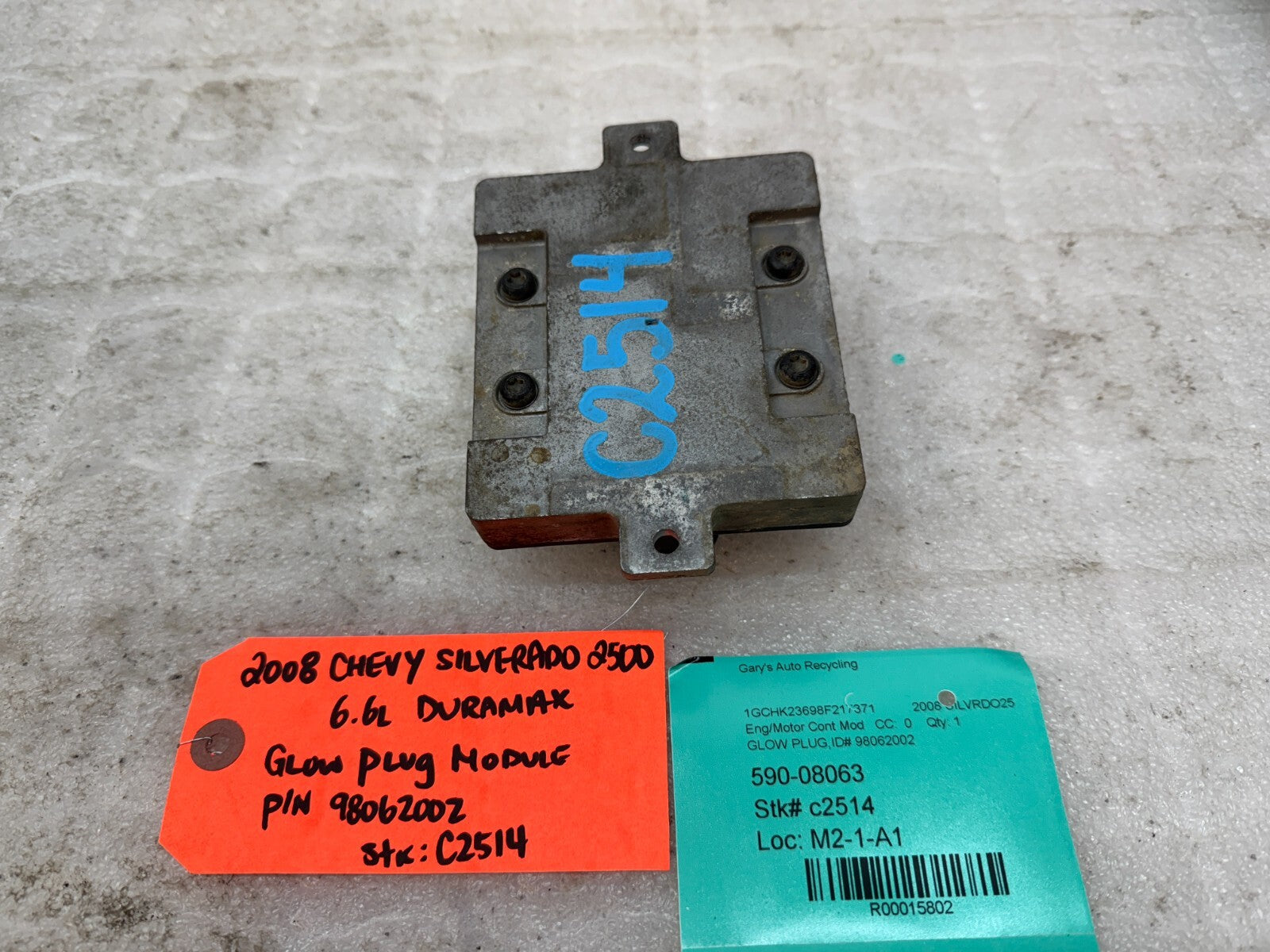 07-10 CHEVROLET SILVERADO DURAMAX 6.6 GLOW PLUG CONTROL MODULE OEM 98062002