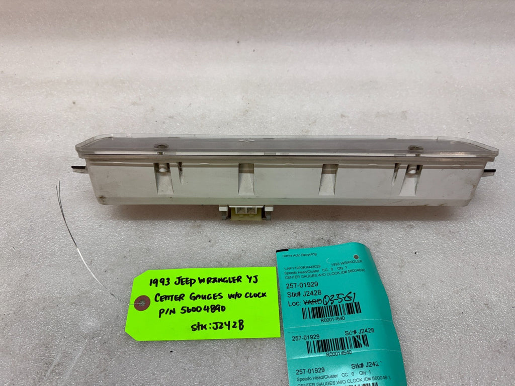 92-95 JEEP WRANGLER YJ OEM METRIC CENTER GAUGE CLUSTER P56004890