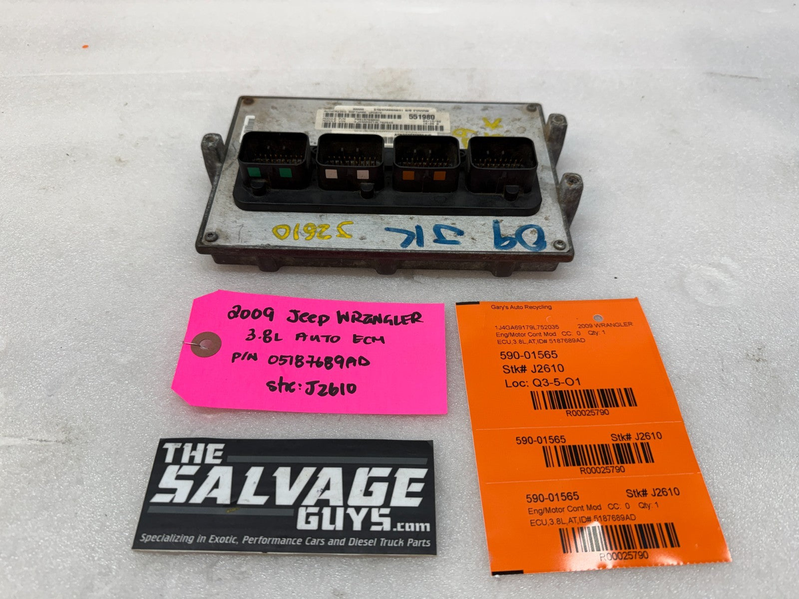 09 JEEP WRANGLER 3.8 AUTOMATIC JK ENGINE COMPUTER ECM ECU P05187698AD