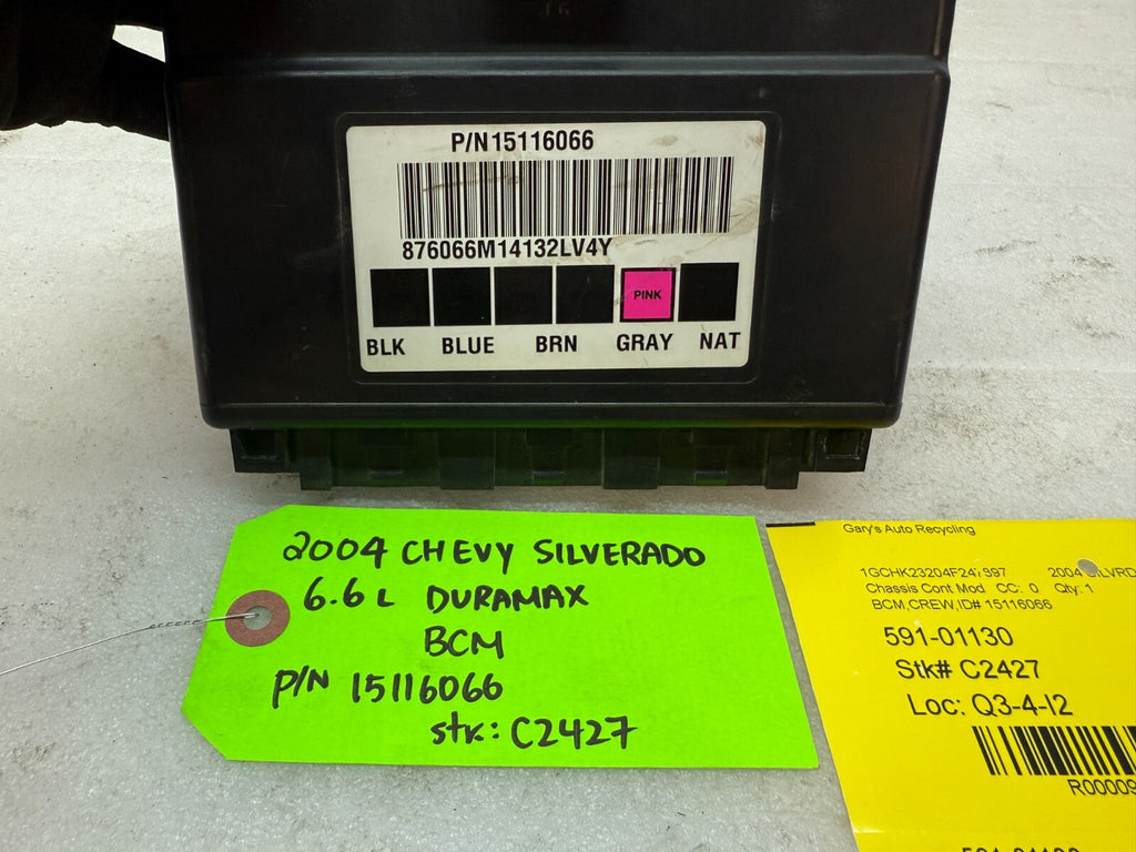 01-05 Chevrolet GMC 2500HD 3500HD 6.6 DURAMAX BODY CONTROL MODULE BCM 15116066