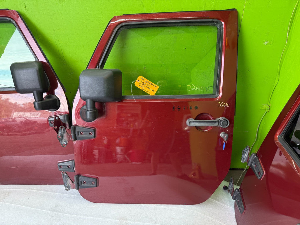 07-18 JEEP WRANGLER JK OEM FULL HARD DOORS RED WITH DOOR PANELS MIRROR KEY PEM