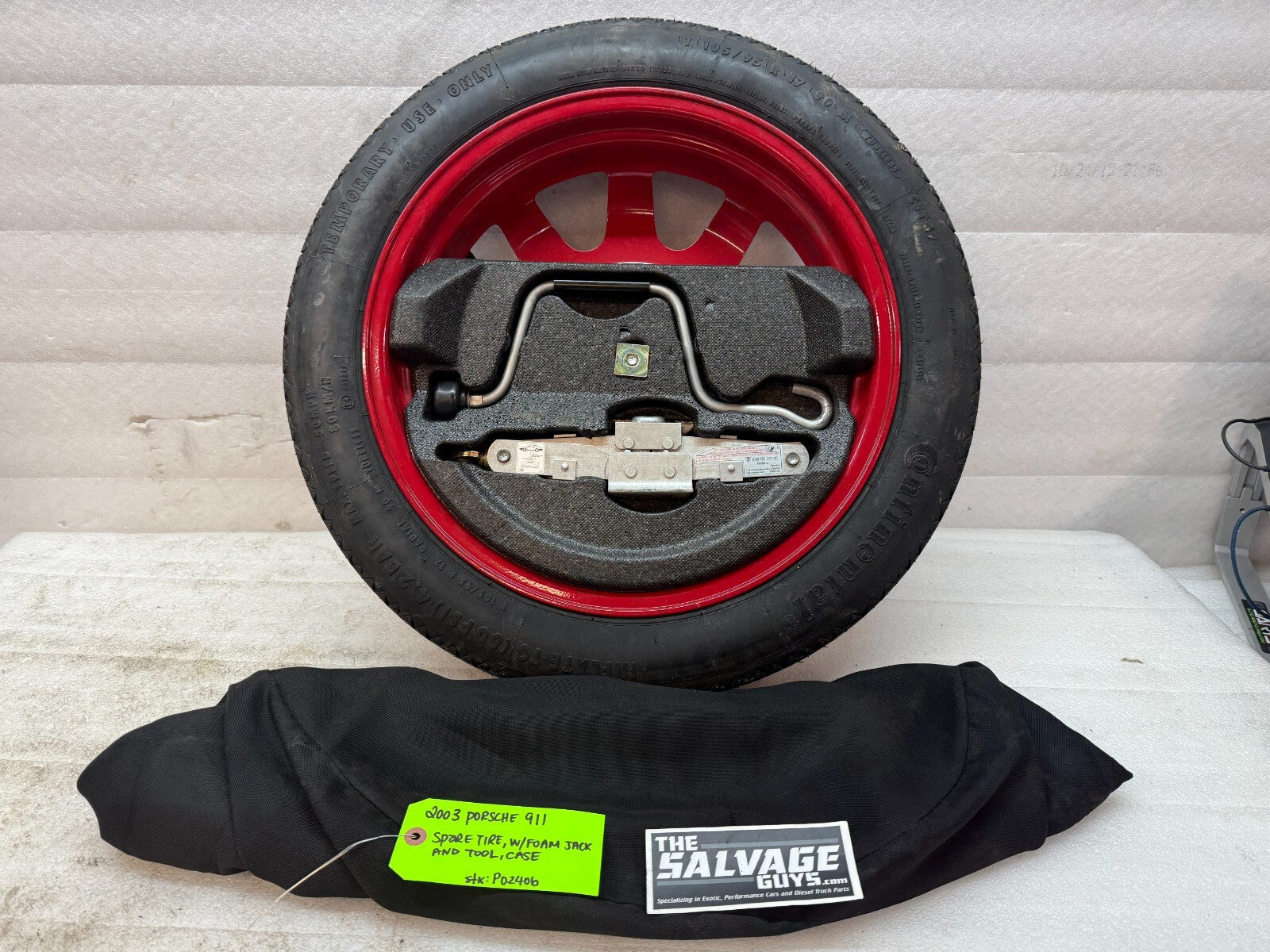 97-04 PORSCHE 911 996 BOXSTER 986 OEM 17" ALUMINUM SPARE WHEEL TIRE JACK BAG