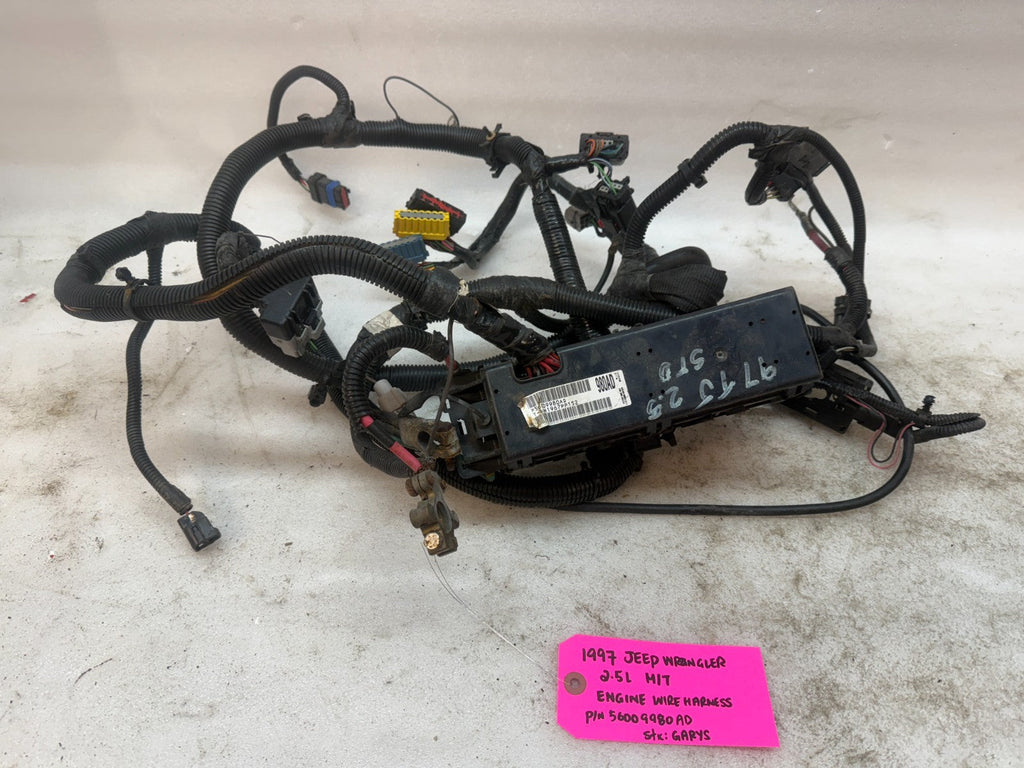 1997 JEEP WRANGLER TJ 2.5 ENGINE MANUAL TRANS FUSE BOX HARNESS LOOM 56009980AD