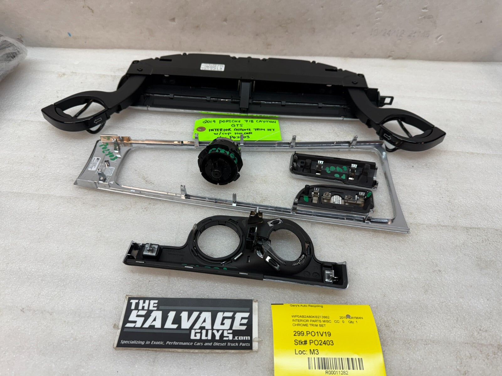 17-19 PORSCHE CAYMAN BOXSTER 982 718 GALVANO SILVER INTERIOR TRIM CUPHOLDER