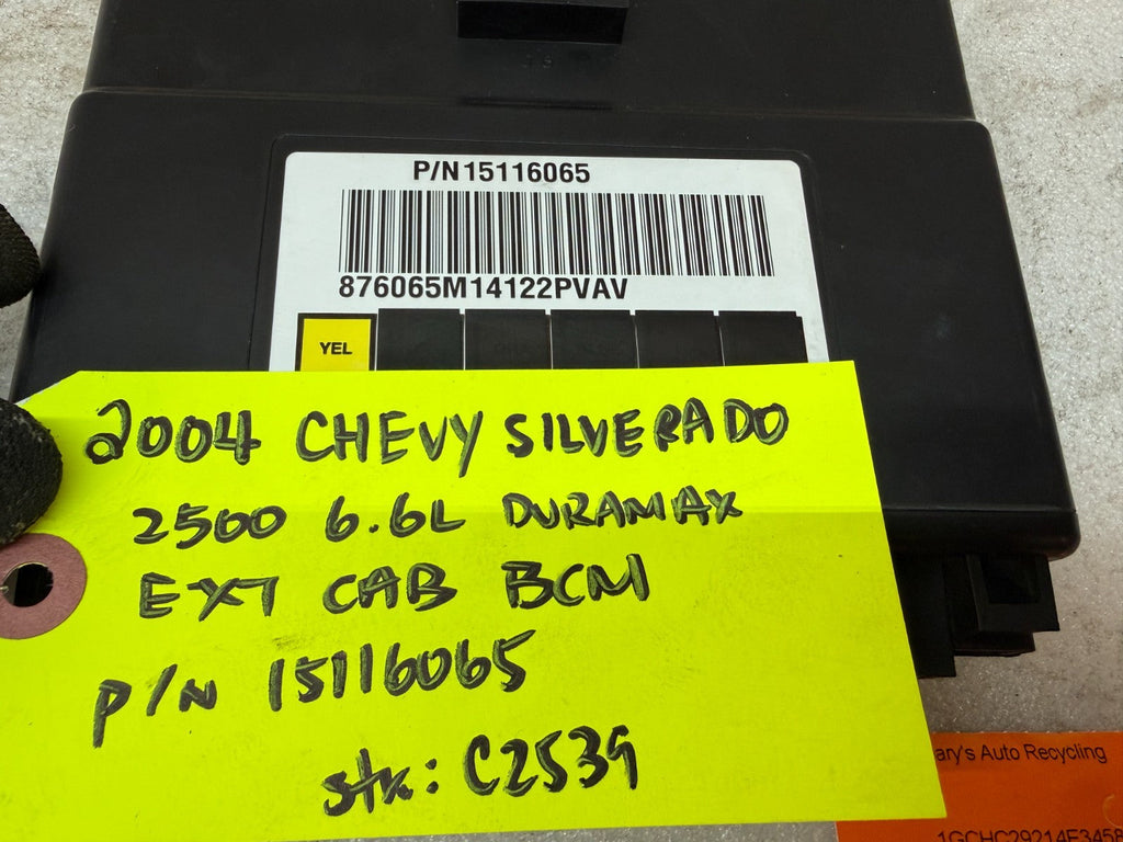01-05 Chevrolet GMC 2500HD 3500HD 6.6 DURAMAX BODY CONTROL MODULE BCM 15116065