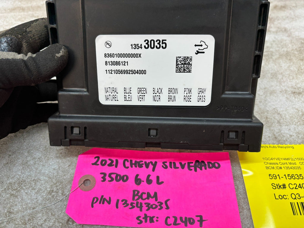 20 Chevrolet GMC DURAMAX 6.6 BCM BODY CONTROL MODULE 13536089 19-22