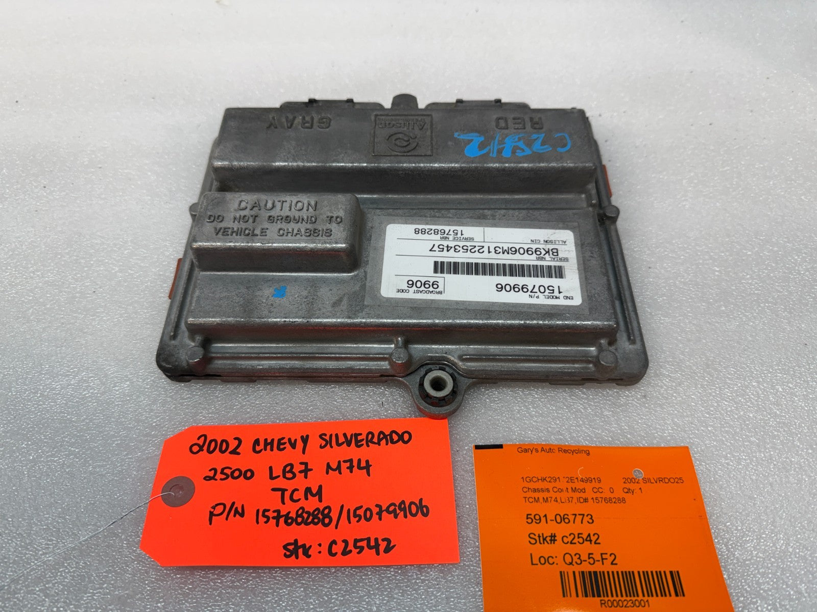 02 Chevrolet GMC SILVERADO 6.6 TCM TCU TRANSMISSION COMPUTER ALLISON 15768288