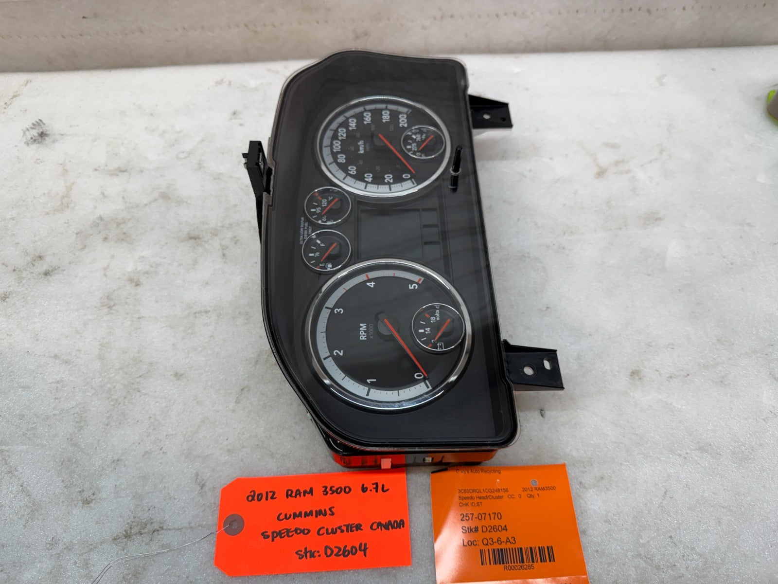 10 11 12 DODGE RAM 2500 3500 6.7 METRIC GAUGE CLUSTER SPEEDO TACH