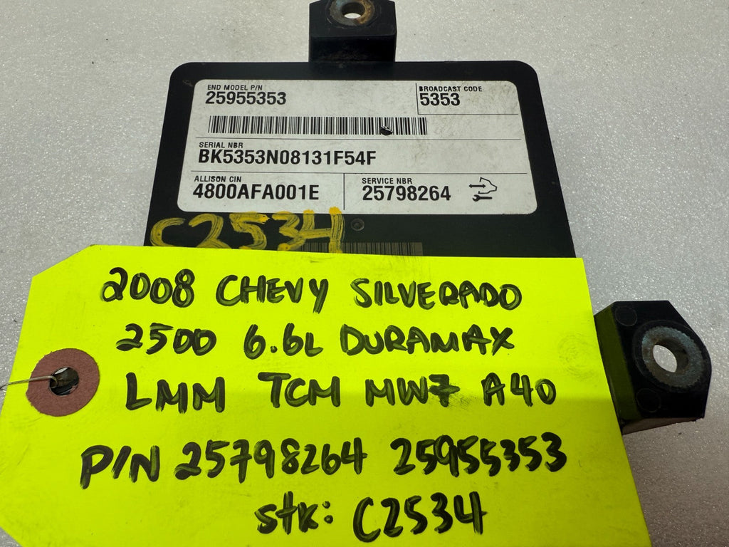 06 07 08 GMC SIERRA ALLISON A40 TRANSMISSION CONTROL MODULE TCM TCU A40 25798264